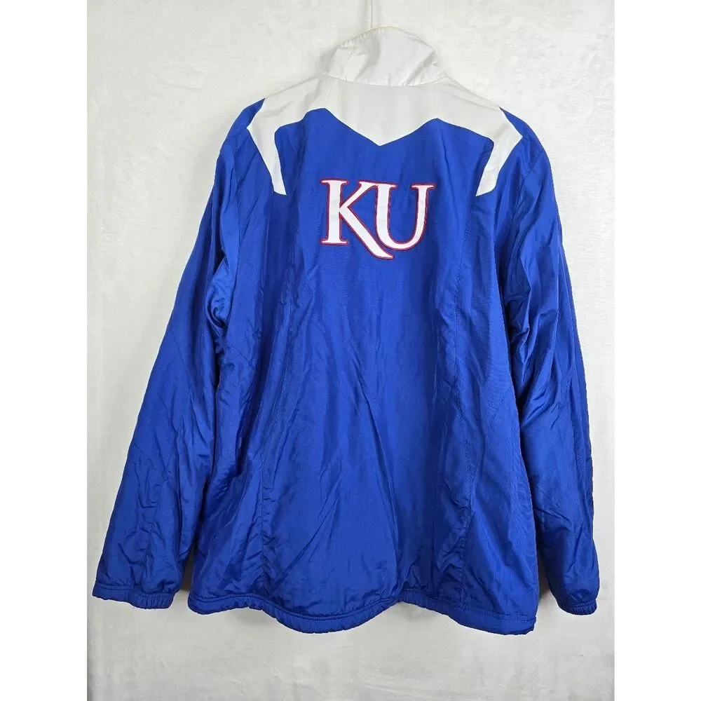 Adidas ClimaProof Kansas Jayhawks Jacket Mens M Blue Fleece Lined Full Zip KU